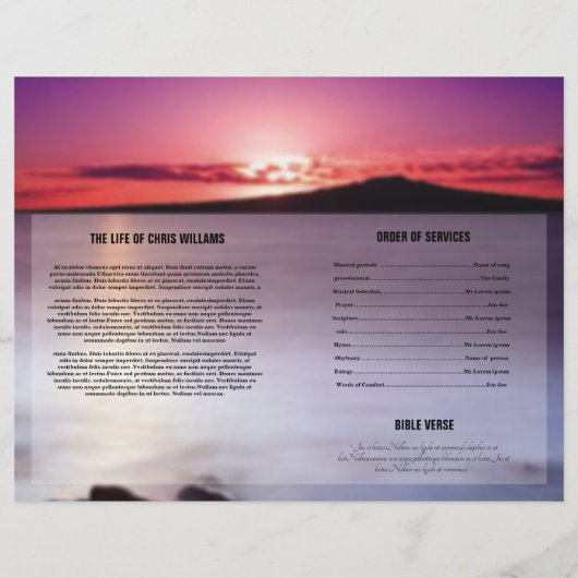 Vorlage des Beerdigungsprogramms (Rückseite)