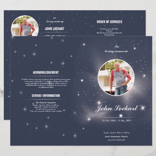 Vorlage des Beerdigungsprogramms (Vorne/Hinten)