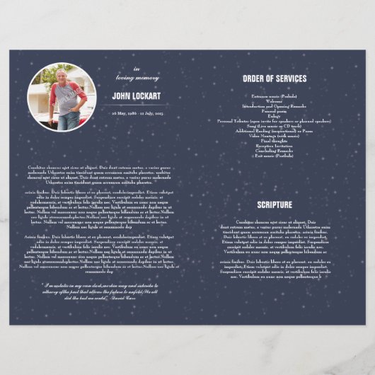 Vorlage des Beerdigungsprogramms (Rückseite)