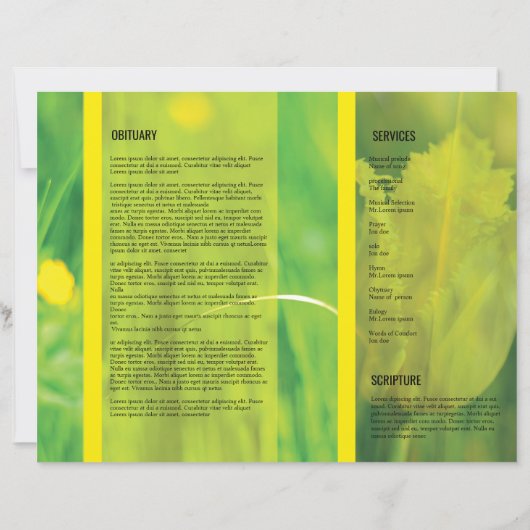 Vorlage des Beerdigungsprogramms (Rückseite)