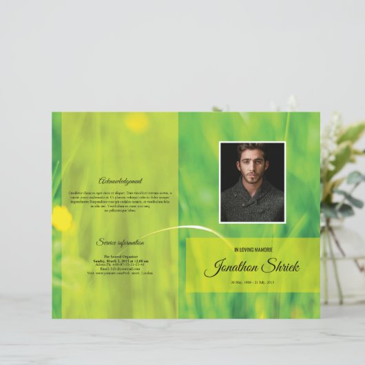 Vorlage des Beerdigungsprogramms (Stehend Vorderseite)