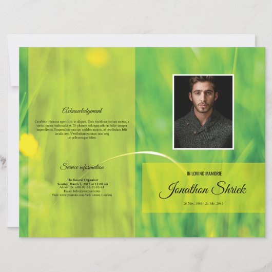 Vorlage des Beerdigungsprogramms (Vorderseite)