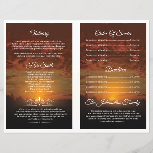 Vorlage des Beerdigungsprogramms (Rückseite)