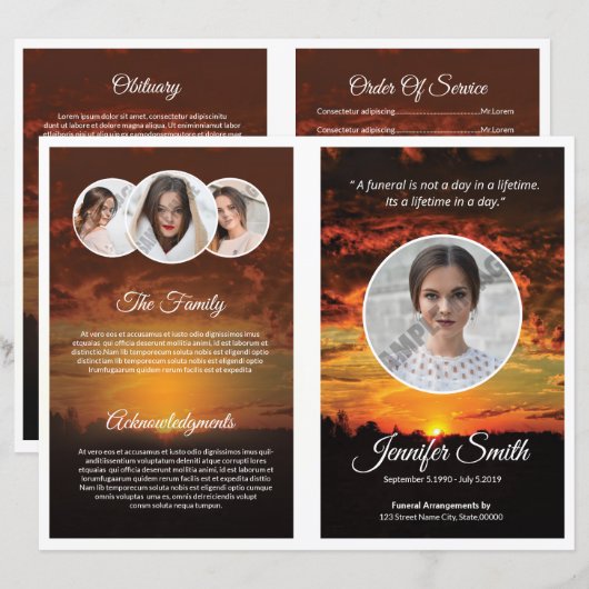 Vorlage des Beerdigungsprogramms (Vorne/Hinten)