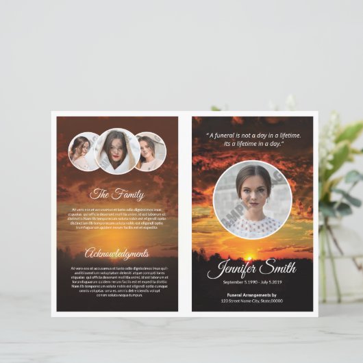 Vorlage des Beerdigungsprogramms (Stehend Vorderseite)