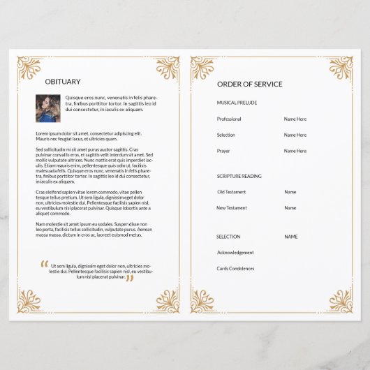 Vorlage des Beerdigungsprogramms (Rückseite)