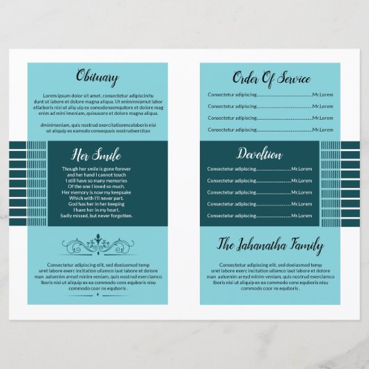 Vorlage des Beerdigungsprogramms (Rückseite)