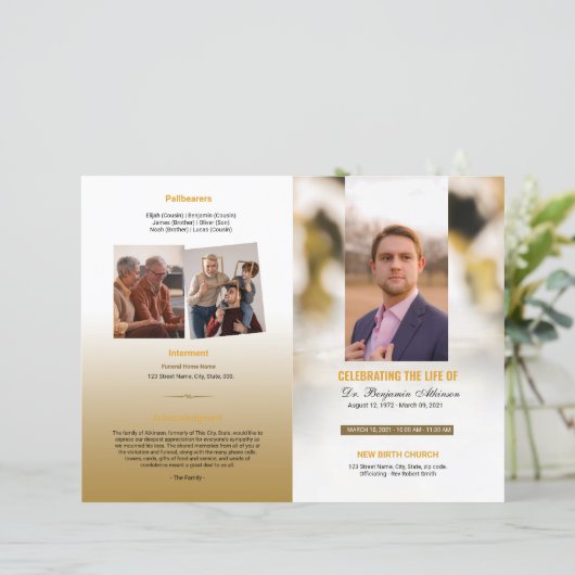 Vorlage des Beerdigungsprogramms (Stehend Vorderseite)