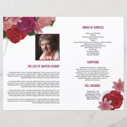 Vorlage des Beerdigungsprogramms (Rückseite)