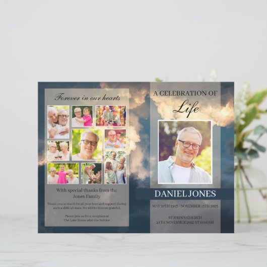 Vorlage des Beerdigungsprogramms für den Menschen (Stehend Vorderseite)