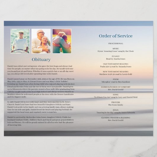 Vorlage des Beerdigungsprogramms für den Menschen  (Rückseite)