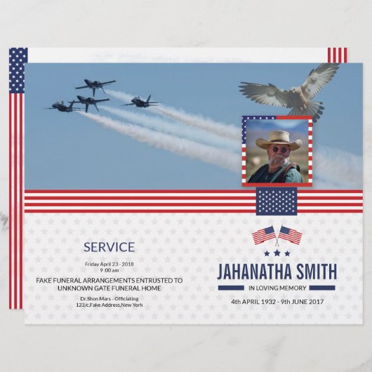 Vorlage des Beerdigungsprogramms für die Militärar (Vorne/Hinten)