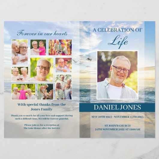 Vorlage des Beerdigungsprogramms für Männer (Vorderseite)