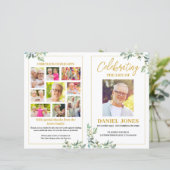 Vorlage des Beerdigungsprogramms mit grünen Blätte (Stehend Vorderseite)