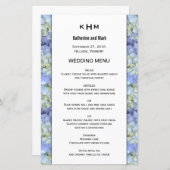 Vorlage des Blue Hydrangea Monogram Wedding Menu (Vorne/Hinten)
