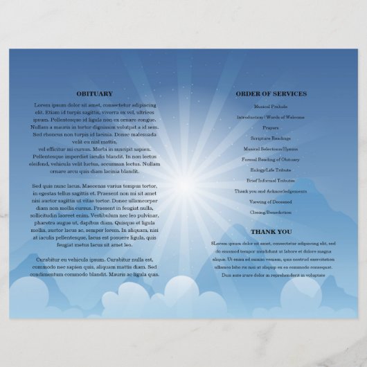 Vorlage des Blue Sky Funerary Program (Rückseite)