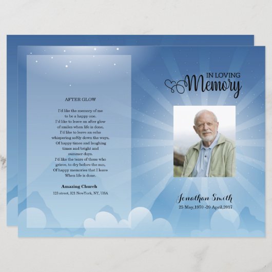 Vorlage des Blue Sky Funerary Program (Vorne/Hinten)