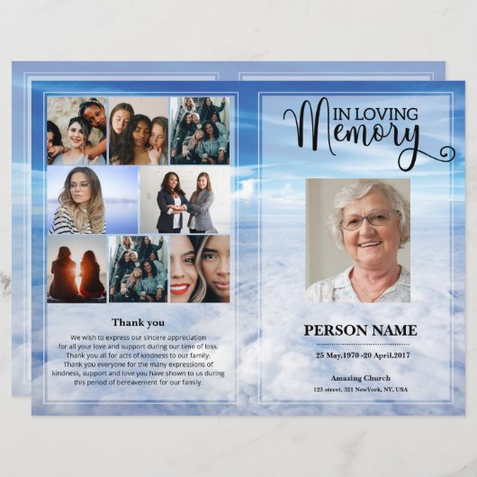 Vorlage des Blue Sky Funerary Program (Vorne/Hinten)