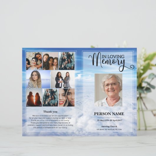 Vorlage des Blue Sky Funerary Program (Stehend Vorderseite)