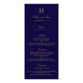 Vorlage des Chic Navy Blue & Gold Wedding Menüs (Vorne)