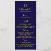 Vorlage des Chic Navy Blue & Gold Wedding Menüs (Vorderseite)