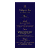 Vorlage des Chic Navy Blue & Gold Wedding Menüs (Vorne)