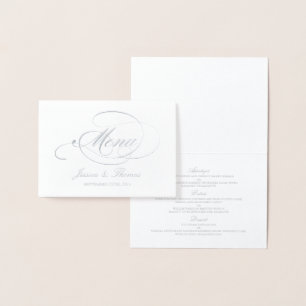 Vorlage des Chic Silver Foil & White Wedding Menüs