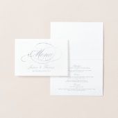 Vorlage des Chic Silver Foil & White Wedding Menüs (Anzeige)