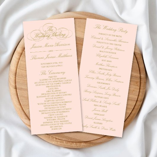 Vorlage des eleganten Blush Pink & Gold-Hochzeitsp Werbekarte