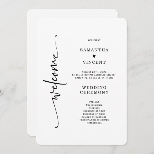 Vorlage des eleganten Minimalistischen Hochzeitspr (Vorne/Hinten)