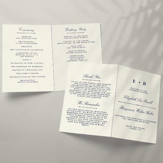 Vorlage des eleganten Navy Blue & Ivory-Hochzeitsp