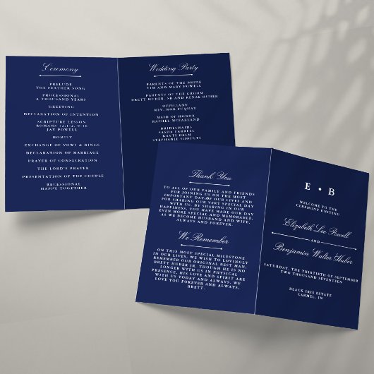 Vorlage des eleganten Navy Blue & White Wedding Pr