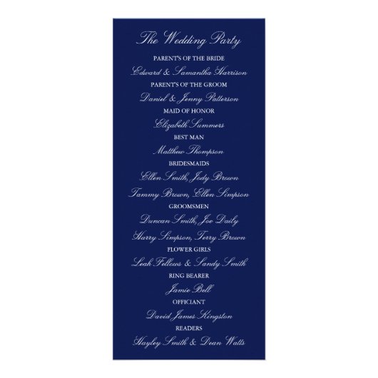 Vorlage des eleganten Navy Blue & White Wedding Pr Werbekarte (Hinten)