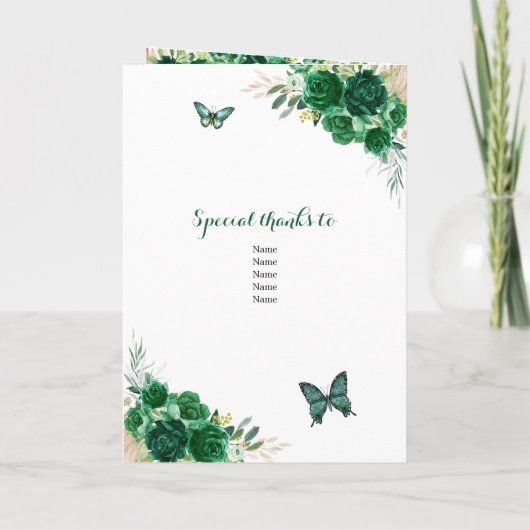 Vorlage des Emerald Green Princess 15 Años-Program (Rückseite)