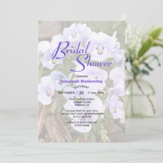 Vorlage des Foto-Brautparty für Lila Stiefmütterch (Stehend Vorderseite)