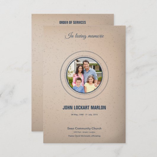 Vorlage des gedruckten Beerdigungsprogramms (Vorne/Hinten)