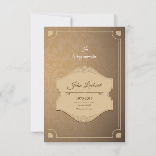 Vorlage des gedruckten Beerdigungsprogramms (Vorderseite)