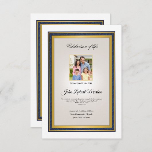 Vorlage des gedruckten Beerdigungsprogramms (Vorne/Hinten)