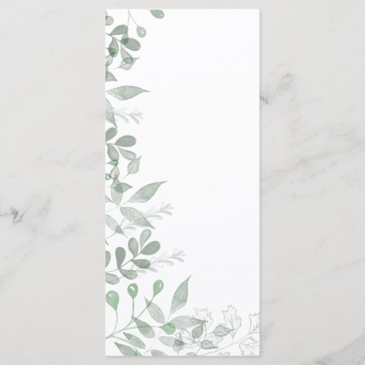 Vorlage des Greenery Wedding Menüs (Rückseite)