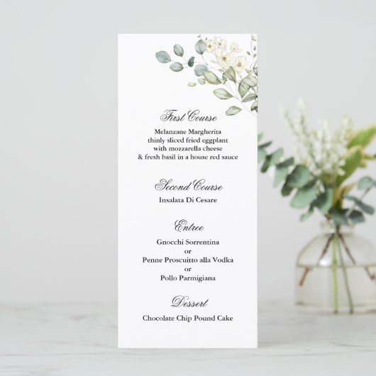 Vorlage des Greenery Wedding Menüs (Stehend Vorderseite)