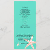Vorlage des Mint Green Starfish Hochzeitsprogramms (Rückseite)
