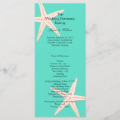 Vorlage des Mint Green Starfish Hochzeitsprogramms (Vorderseite)