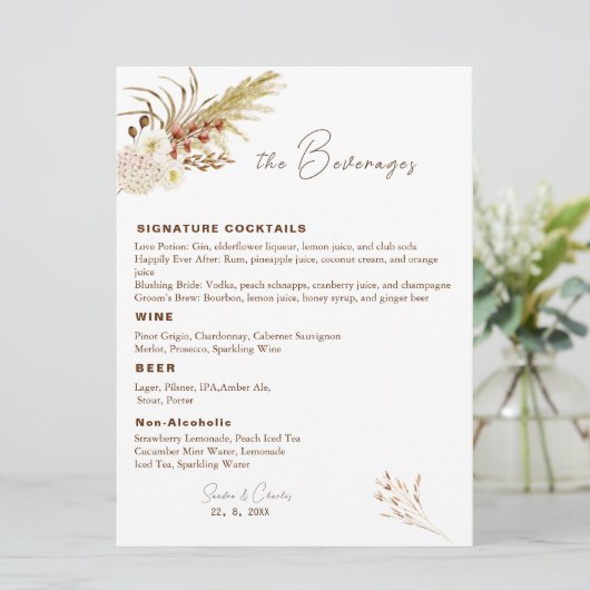 Vorlage des Pampas Drink Menüs (Stehend Vorderseite)