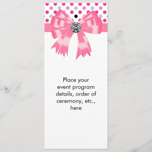 Vorlage des Pink Black Polka Dot Wedding Programms (Rückseite)