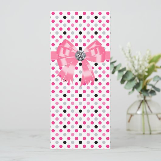 Vorlage des Pink Black Polka Dot Wedding Programms (Stehend Vorderseite)