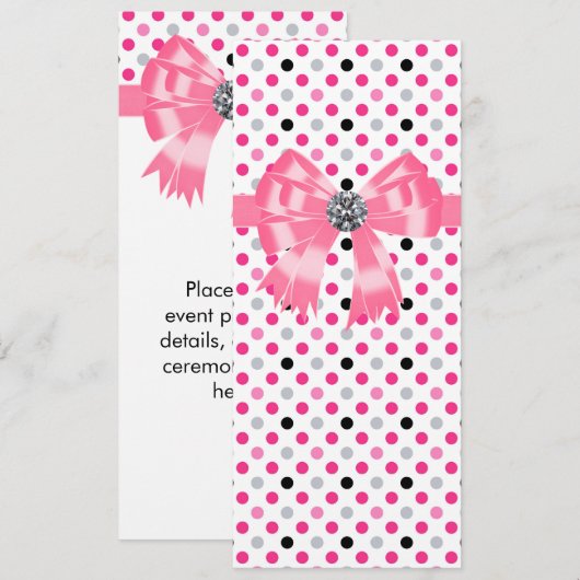 Vorlage des Pink Black Polka Dot Wedding Programms (Vorne/Hinten)