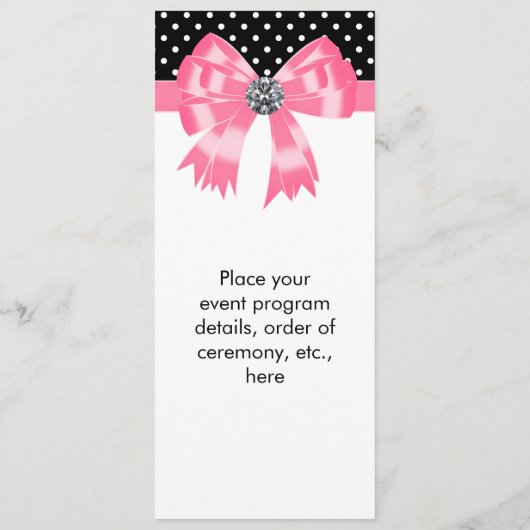 Vorlage des Pink Black Polka Dot Wedding Programms (Rückseite)