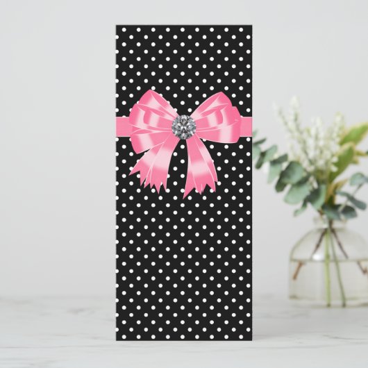 Vorlage des Pink Black Polka Dot Wedding Programms (Stehend Vorderseite)