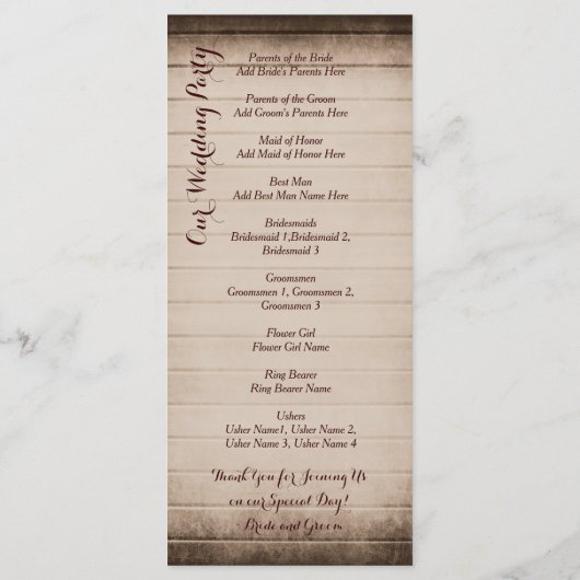 Vorlage des Programms für alte rustikale Holzbaumh (Rückseite)