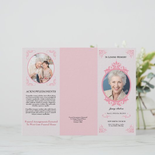 Vorlage des Programms für die dreifache Beerdigung (Stehend Vorderseite)